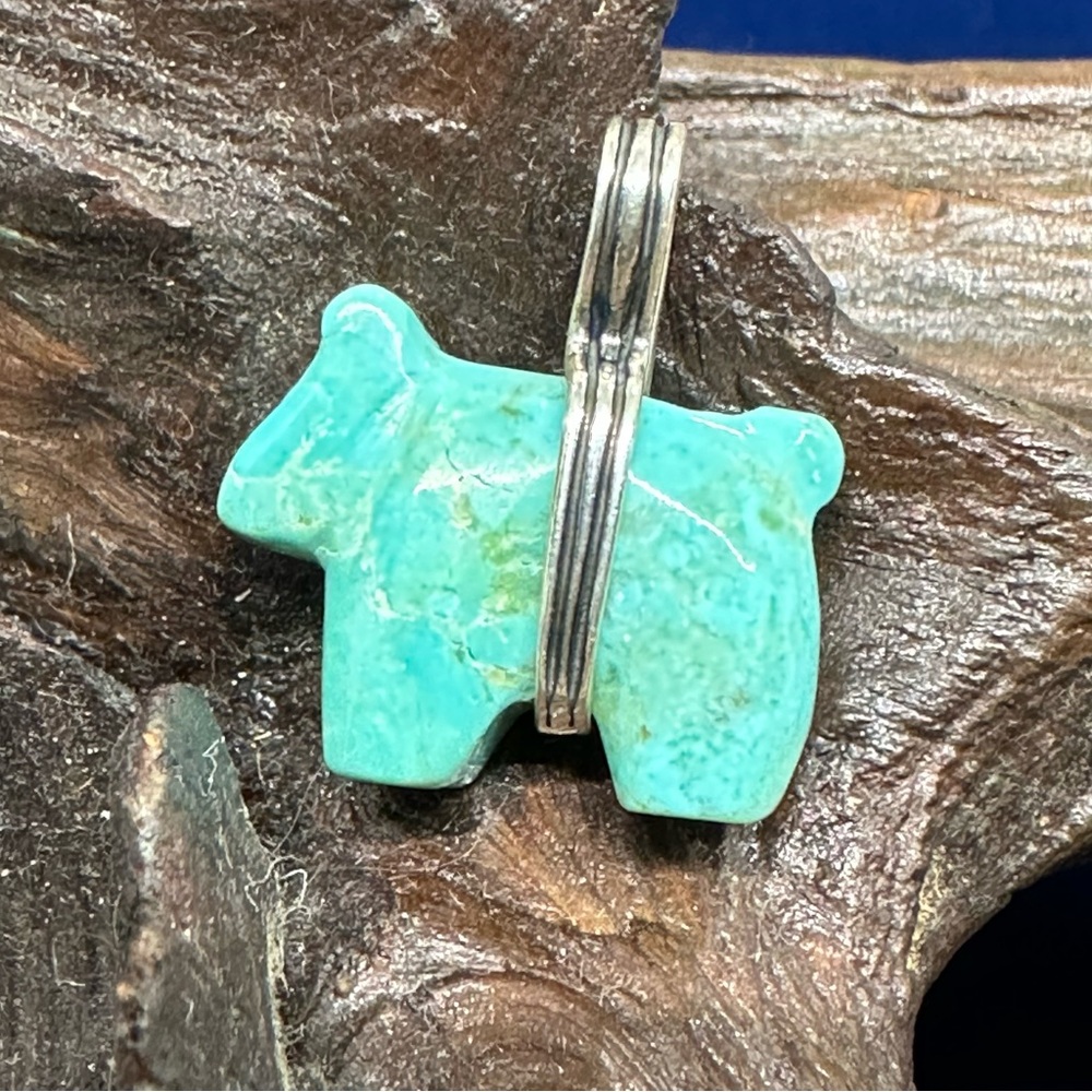 Sterling Turquoise Bear Totem 925 Pendant-Fetish